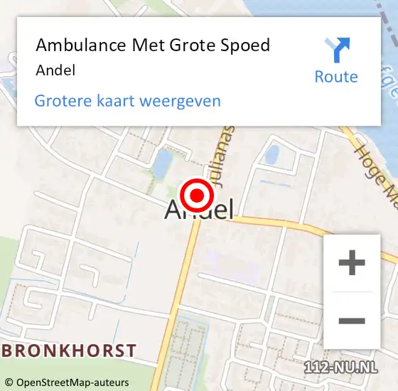 Locatie op kaart van de 112 melding: Ambulance Met Grote Spoed Naar Andel op 29 maart 2024 14:41