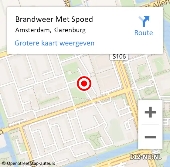 Locatie op kaart van de 112 melding: Brandweer Met Spoed Naar Amsterdam, Klarenburg op 29 maart 2024 14:48