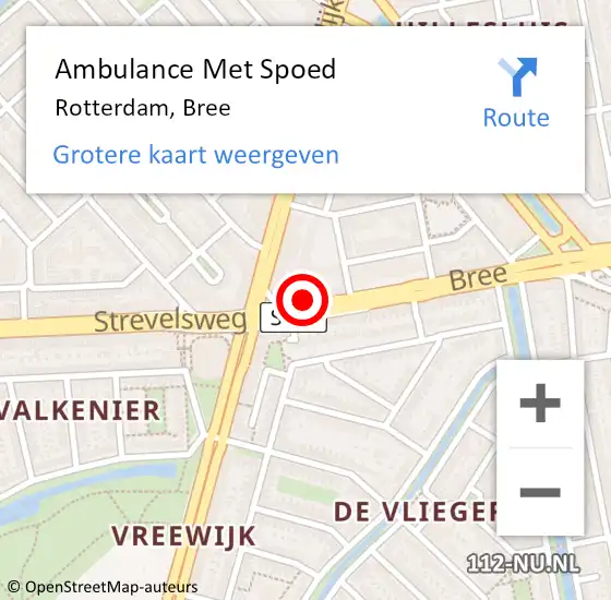 Locatie op kaart van de 112 melding: Ambulance Met Spoed Naar Rotterdam, Bree op 29 maart 2024 14:51