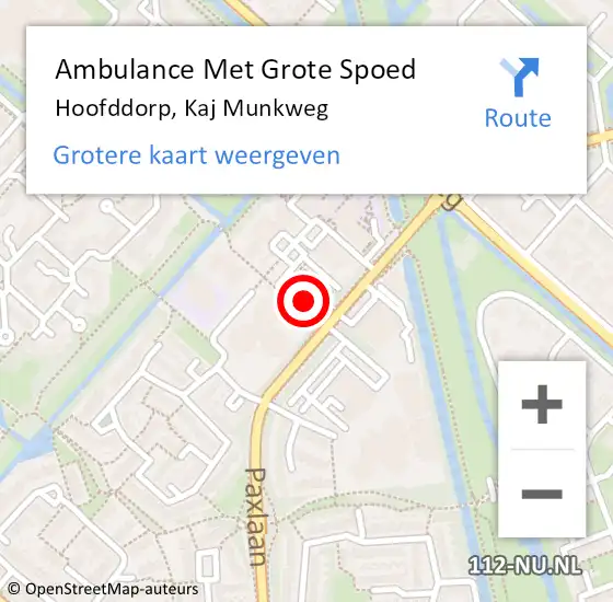 Locatie op kaart van de 112 melding: Ambulance Met Grote Spoed Naar Hoofddorp, Kaj Munkweg op 29 maart 2024 15:00