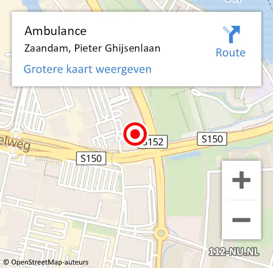 Locatie op kaart van de 112 melding: Ambulance Zaandam, Pieter Ghijsenlaan op 29 maart 2024 15:00