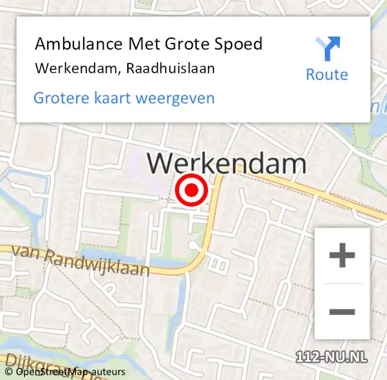 Locatie op kaart van de 112 melding: Ambulance Met Grote Spoed Naar Werkendam, Raadhuislaan op 29 maart 2024 15:29