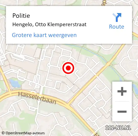 Locatie op kaart van de 112 melding: Politie Hengelo, Otto Klempererstraat op 29 maart 2024 15:57