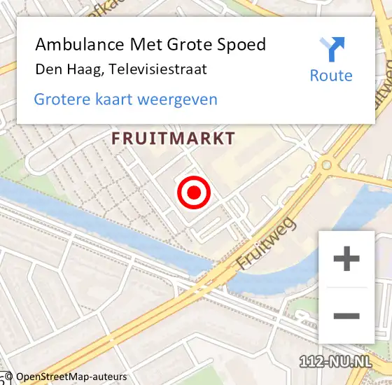 Locatie op kaart van de 112 melding: Ambulance Met Grote Spoed Naar Den Haag, Televisiestraat op 29 maart 2024 16:01