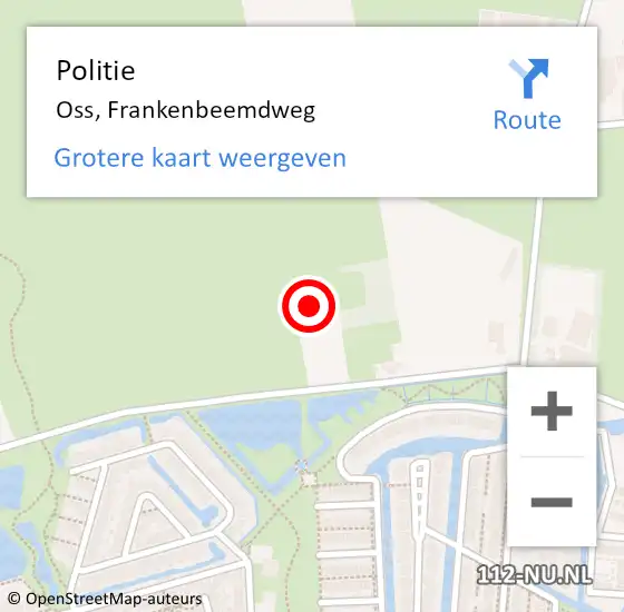 Locatie op kaart van de 112 melding: Politie Oss, Frankenbeemdweg op 29 maart 2024 16:07