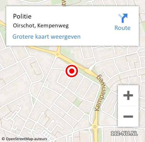 Locatie op kaart van de 112 melding: Politie Oirschot, Kempenweg op 29 maart 2024 16:12