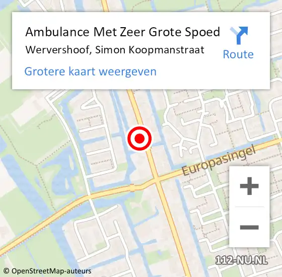 Locatie op kaart van de 112 melding: Ambulance Met Zeer Grote Spoed Naar Wervershoof, Simon Koopmanstraat op 29 maart 2024 16:13