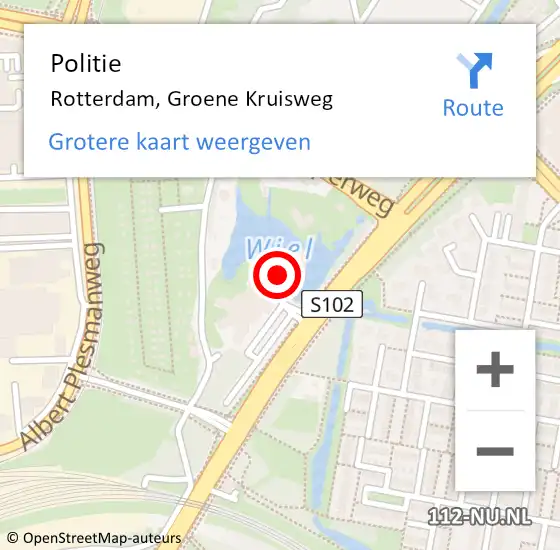 Locatie op kaart van de 112 melding: Politie Rotterdam, Groene Kruisweg op 29 maart 2024 16:15