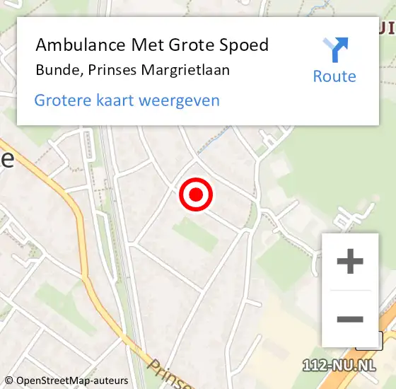 Locatie op kaart van de 112 melding: Ambulance Met Grote Spoed Naar Bunde, Prinses Margrietlaan op 30 september 2014 16:54