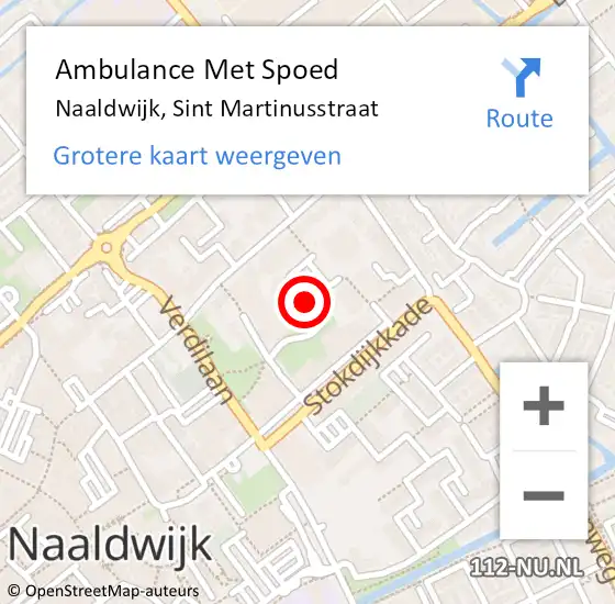 Locatie op kaart van de 112 melding: Ambulance Met Spoed Naar Naaldwijk, Sint Martinusstraat op 29 maart 2024 16:31