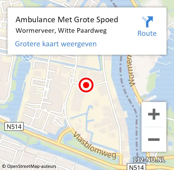 Locatie op kaart van de 112 melding: Ambulance Met Grote Spoed Naar Wormerveer, Witte Paardweg op 30 september 2014 16:55