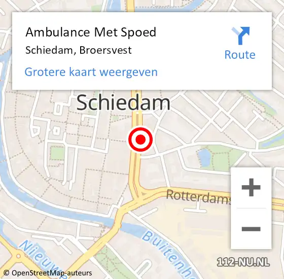 Locatie op kaart van de 112 melding: Ambulance Met Spoed Naar Schiedam, Broersvest op 29 maart 2024 16:43