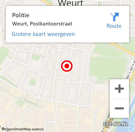 Locatie op kaart van de 112 melding: Politie Weurt, Postkantoorstraat op 29 maart 2024 16:49