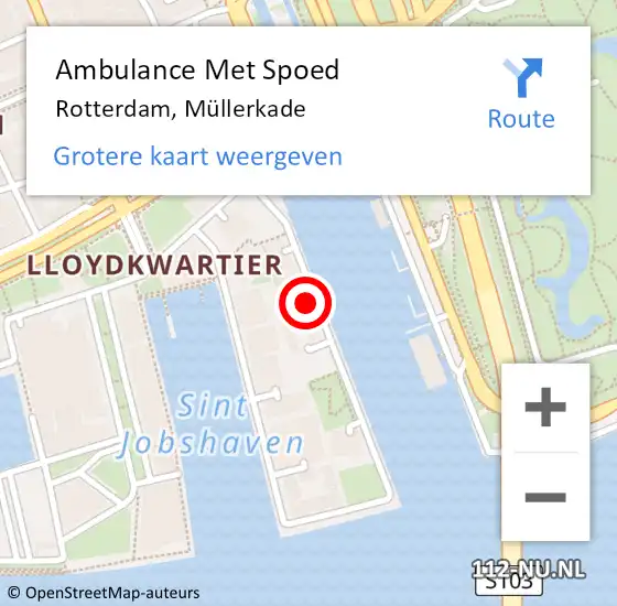 Locatie op kaart van de 112 melding: Ambulance Met Spoed Naar Rotterdam, Müllerkade op 29 maart 2024 16:52