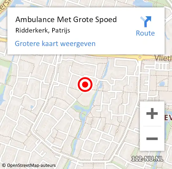 Locatie op kaart van de 112 melding: Ambulance Met Grote Spoed Naar Ridderkerk, Patrijs op 29 maart 2024 16:53