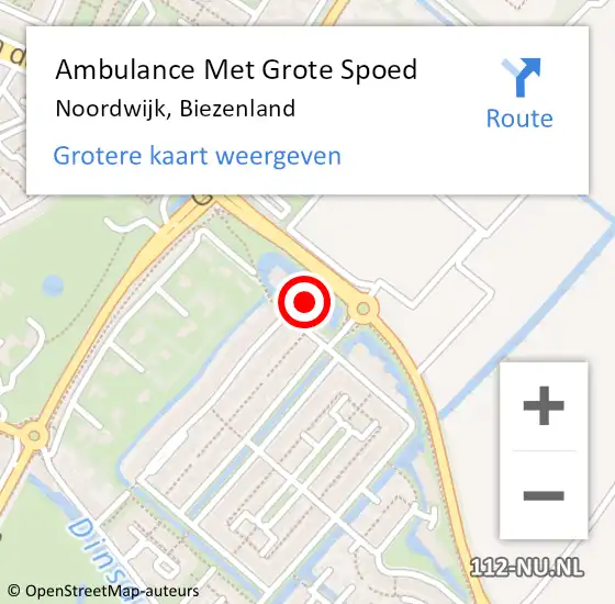 Locatie op kaart van de 112 melding: Ambulance Met Grote Spoed Naar Noordwijk, Biezenland op 29 maart 2024 17:42