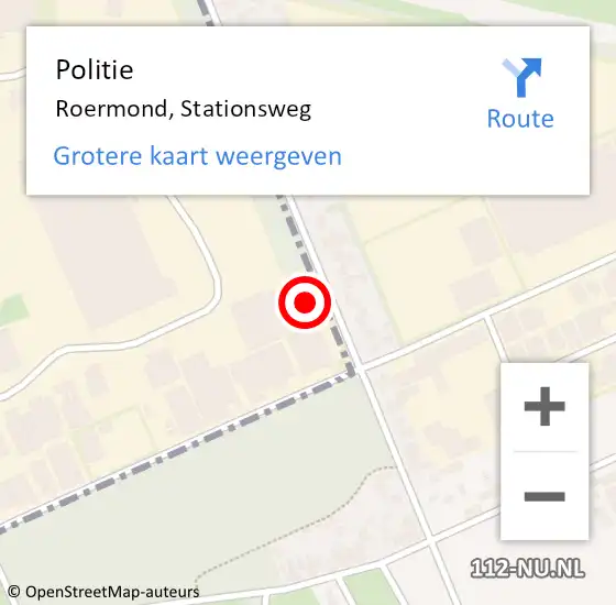 Locatie op kaart van de 112 melding: Politie Roermond, Stationsweg op 29 maart 2024 18:24