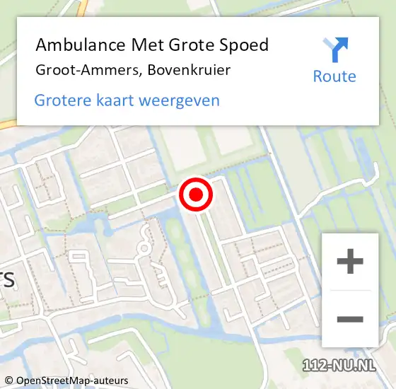 Locatie op kaart van de 112 melding: Ambulance Met Grote Spoed Naar Groot-Ammers, Bovenkruier op 29 maart 2024 18:48