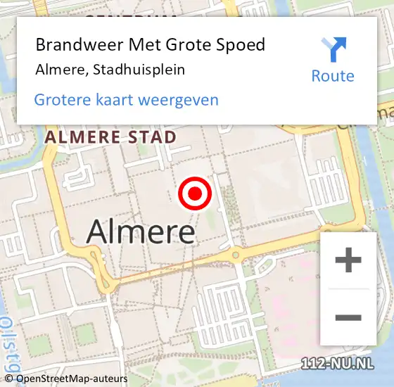 Locatie op kaart van de 112 melding: Brandweer Met Grote Spoed Naar Almere, Stadhuisplein op 29 maart 2024 18:48