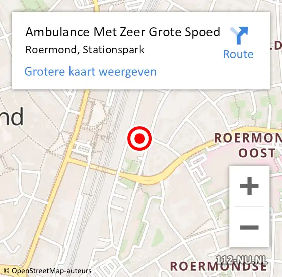 Locatie op kaart van de 112 melding: Ambulance Met Zeer Grote Spoed Naar Roermond, Stationspark op 29 maart 2024 18:57