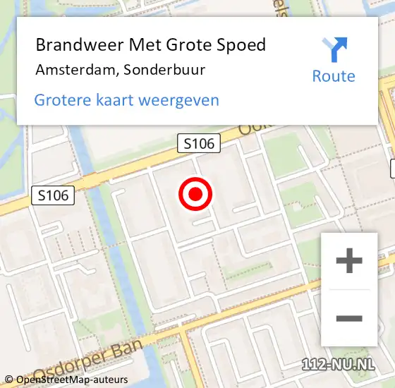 Locatie op kaart van de 112 melding: Brandweer Met Grote Spoed Naar Amsterdam, Sonderbuur op 29 maart 2024 19:45