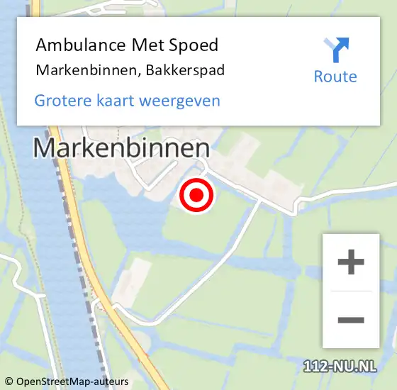 Locatie op kaart van de 112 melding: Ambulance Met Spoed Naar Markenbinnen, Bakkerspad op 29 maart 2024 19:52