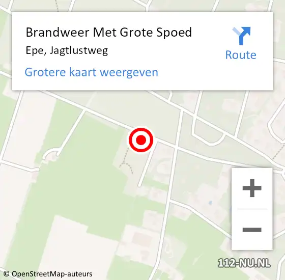 Locatie op kaart van de 112 melding: Brandweer Met Grote Spoed Naar Epe, Jagtlustweg op 29 maart 2024 20:06