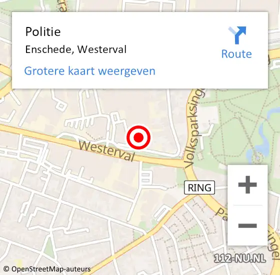 Locatie op kaart van de 112 melding: Politie Enschede, Westerval op 29 maart 2024 20:31