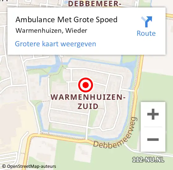 Locatie op kaart van de 112 melding: Ambulance Met Grote Spoed Naar Warmenhuizen, Wieder op 29 maart 2024 20:38