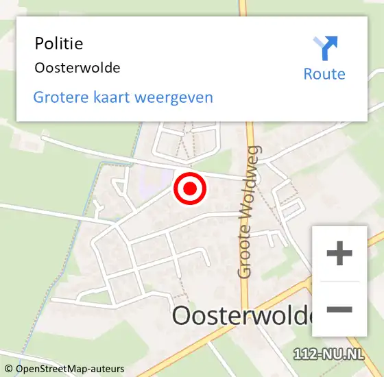 Locatie op kaart van de 112 melding: Politie Oosterwolde op 29 maart 2024 20:48