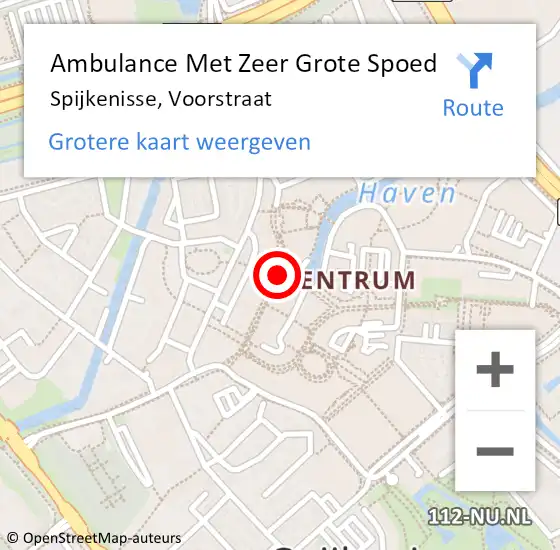 Locatie op kaart van de 112 melding: Ambulance Met Zeer Grote Spoed Naar Spijkenisse, Voorstraat op 29 maart 2024 21:15