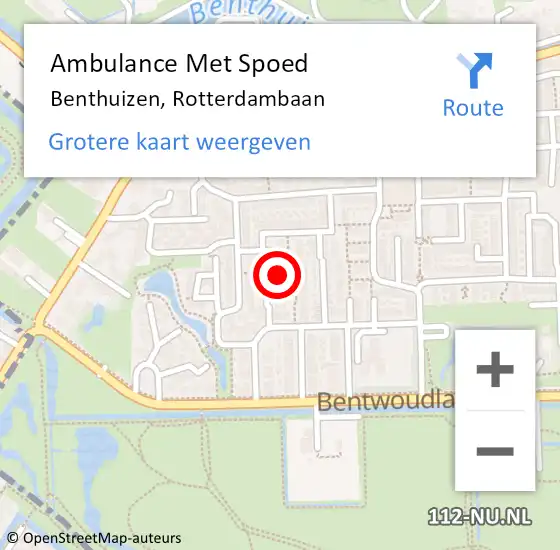 Locatie op kaart van de 112 melding: Ambulance Met Spoed Naar Benthuizen, Rotterdambaan op 29 maart 2024 21:39