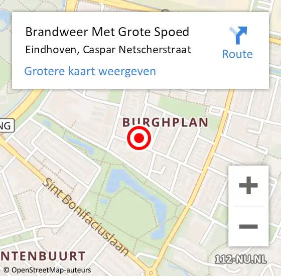 Locatie op kaart van de 112 melding: Brandweer Met Grote Spoed Naar Eindhoven, Caspar Netscherstraat op 29 maart 2024 21:55