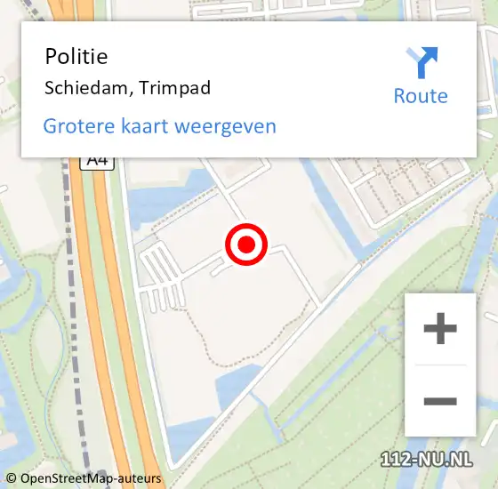 Locatie op kaart van de 112 melding: Politie Schiedam, Trimpad op 29 maart 2024 22:13