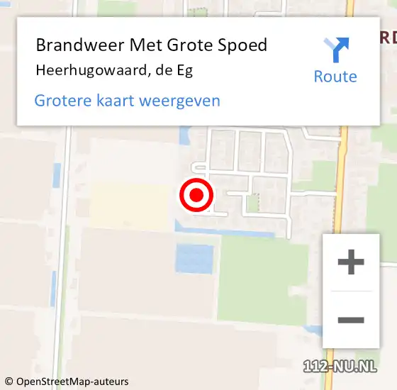 Locatie op kaart van de 112 melding: Brandweer Met Grote Spoed Naar Heerhugowaard, de Eg op 29 maart 2024 22:32