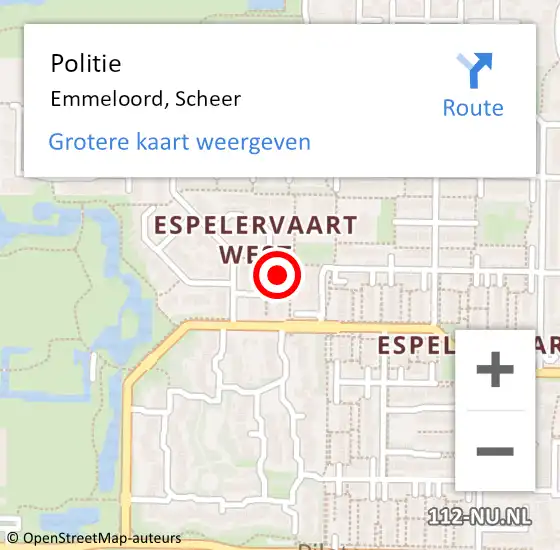 Locatie op kaart van de 112 melding: Politie Emmeloord, Scheer op 29 maart 2024 22:45