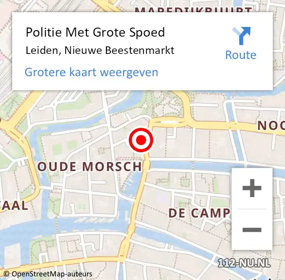 Locatie op kaart van de 112 melding: Politie Met Grote Spoed Naar Leiden, Nieuwe Beestenmarkt op 29 maart 2024 23:36