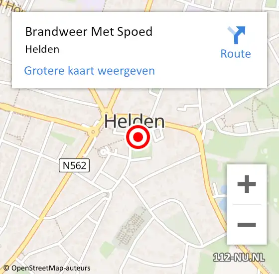 Locatie op kaart van de 112 melding: Brandweer Met Spoed Naar Helden op 29 maart 2024 23:52