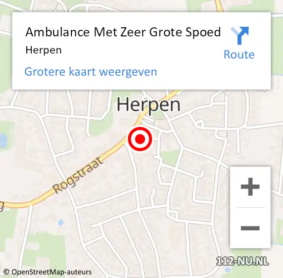 Locatie op kaart van de 112 melding: Ambulance Met Zeer Grote Spoed Naar Herpen op 30 maart 2024 00:01