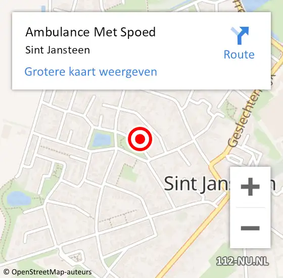 Locatie op kaart van de 112 melding: Ambulance Met Spoed Naar Sint Jansteen op 30 maart 2024 00:07