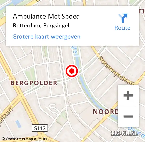 Locatie op kaart van de 112 melding: Ambulance Met Spoed Naar Rotterdam, Bergsingel op 30 maart 2024 00:55