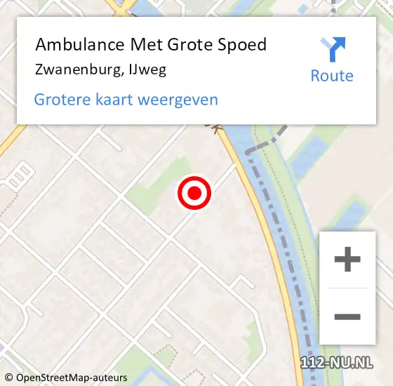 Locatie op kaart van de 112 melding: Ambulance Met Grote Spoed Naar Zwanenburg, IJweg op 30 maart 2024 01:17