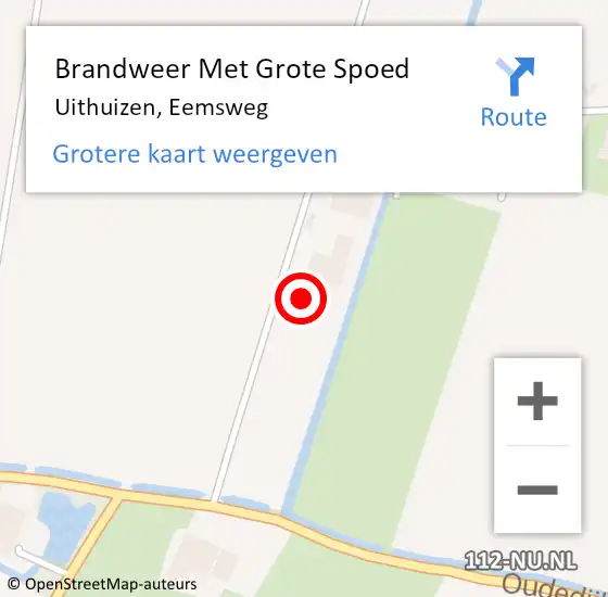 Locatie op kaart van de 112 melding: Brandweer Met Grote Spoed Naar Uithuizen, Eemsweg op 30 maart 2024 01:31