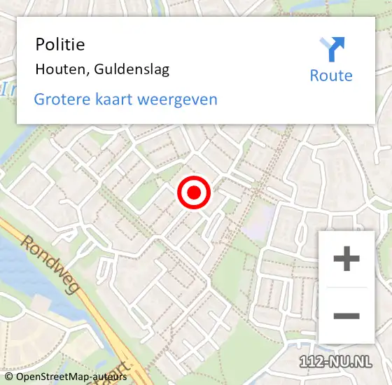 Locatie op kaart van de 112 melding: Politie Houten, Guldenslag op 30 maart 2024 01:55