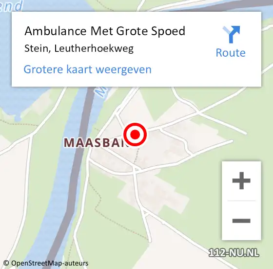 Locatie op kaart van de 112 melding: Ambulance Met Grote Spoed Naar Stein, Leutherhoekweg op 30 september 2014 17:36