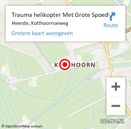 Locatie op kaart van de 112 melding: Trauma helikopter Met Grote Spoed Naar Heerde, Kolthoornseweg op 30 maart 2024 02:54