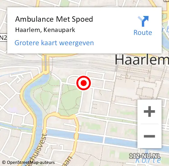 Locatie op kaart van de 112 melding: Ambulance Met Spoed Naar Haarlem, Kenaupark op 30 maart 2024 03:03