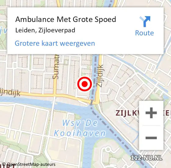 Locatie op kaart van de 112 melding: Ambulance Met Grote Spoed Naar Leiden, Zijloeverpad op 30 maart 2024 03:05