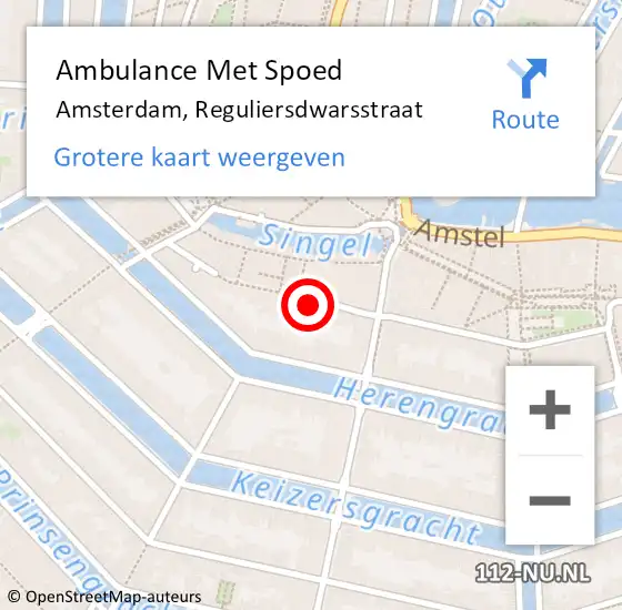 Locatie op kaart van de 112 melding: Ambulance Met Spoed Naar Amsterdam, Reguliersdwarsstraat op 30 maart 2024 03:08