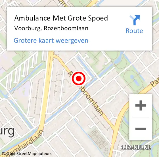 Locatie op kaart van de 112 melding: Ambulance Met Grote Spoed Naar Voorburg, Rozenboomlaan op 30 maart 2024 03:23